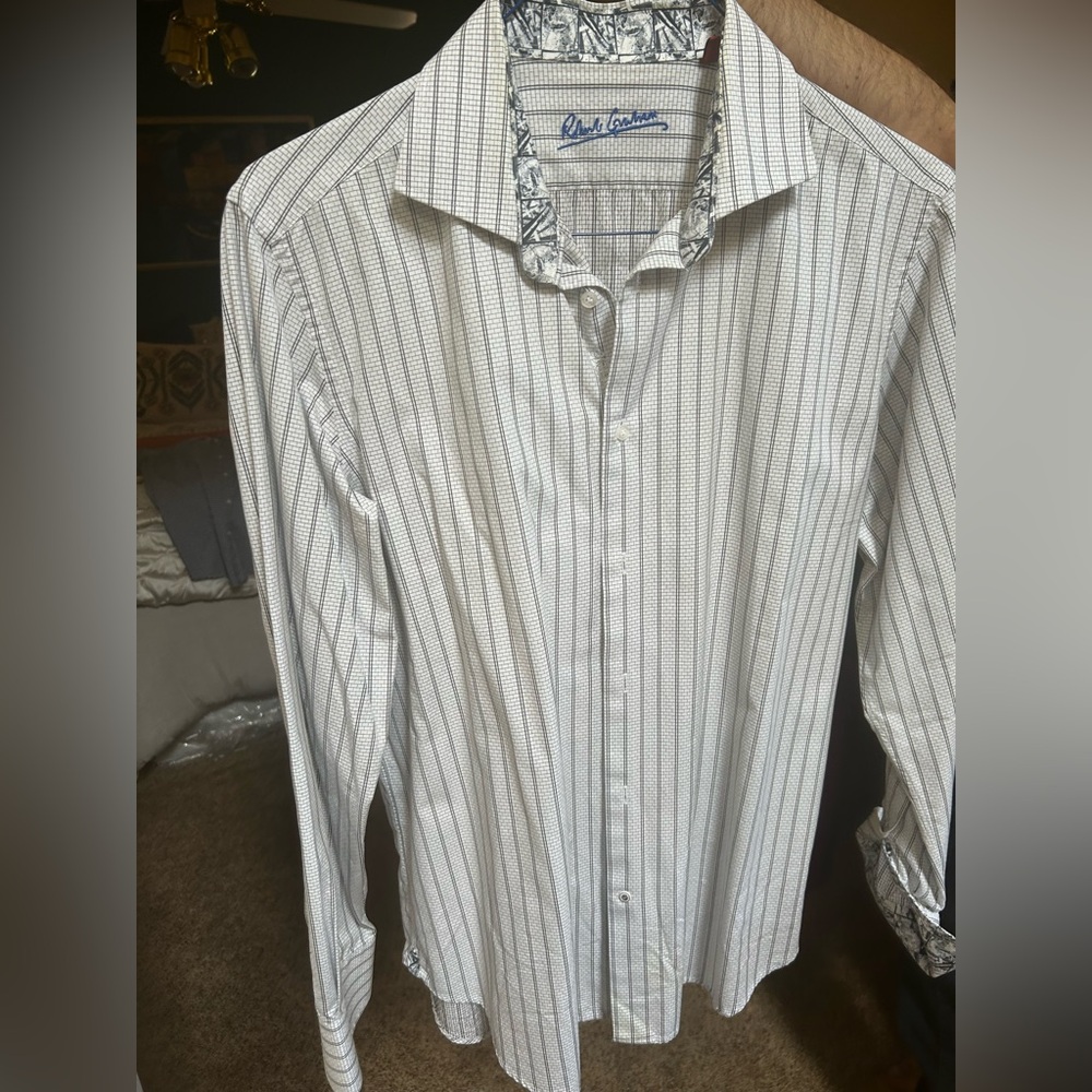 Robert Graham White and Black Striped Button Down Shirt